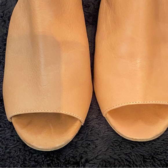 So-Sally Sole Society Tan Genuine Leather Open Toe Bootie Size 7.5 - Picture 2 of 14